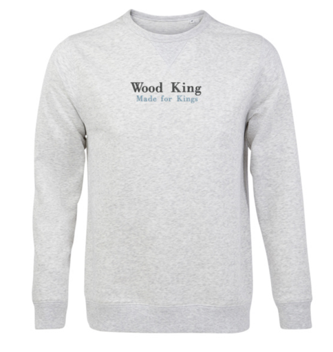 Wood King sweater grijs geborduurd