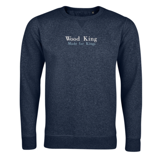 Wood King sweater donker blauw geborduurd